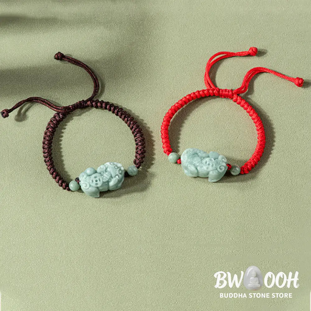 BWOOOH Handmade Natural Jade PiXiu Protection King Kong Knot Braided String Bracelet | spiritual healing bracelet