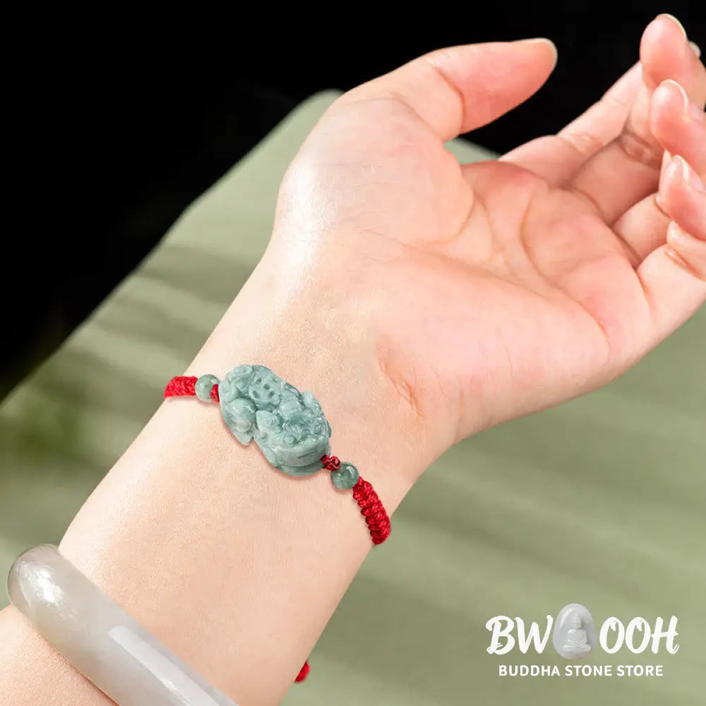 BWOOOH Handmade Natural Jade PiXiu Protection King Kong Knot Braided String Bracelet | spiritual healing bracelet