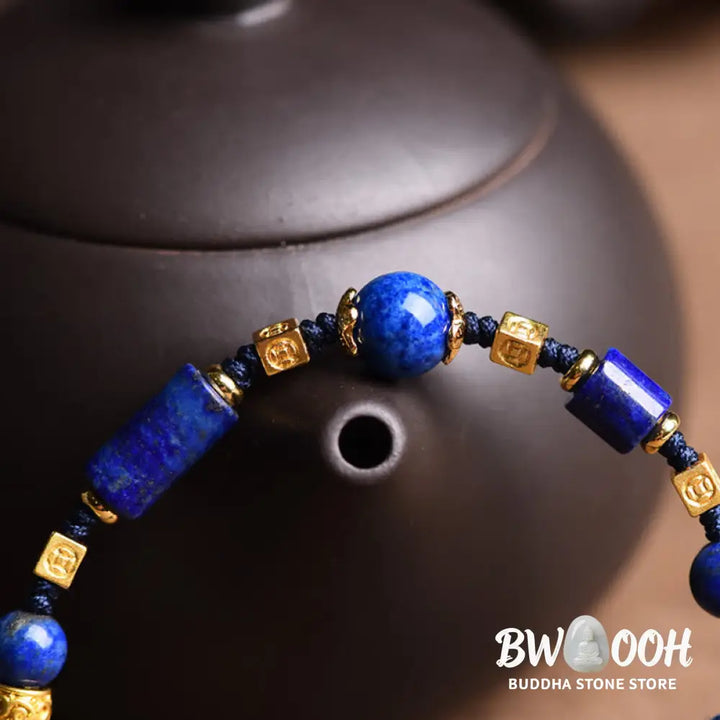 Buddha Stones Handmade Natural Lazurite Bead Positive Rope Bracelet - BWOOOH - Lazurite(Balance♥Serenity)(Wrist