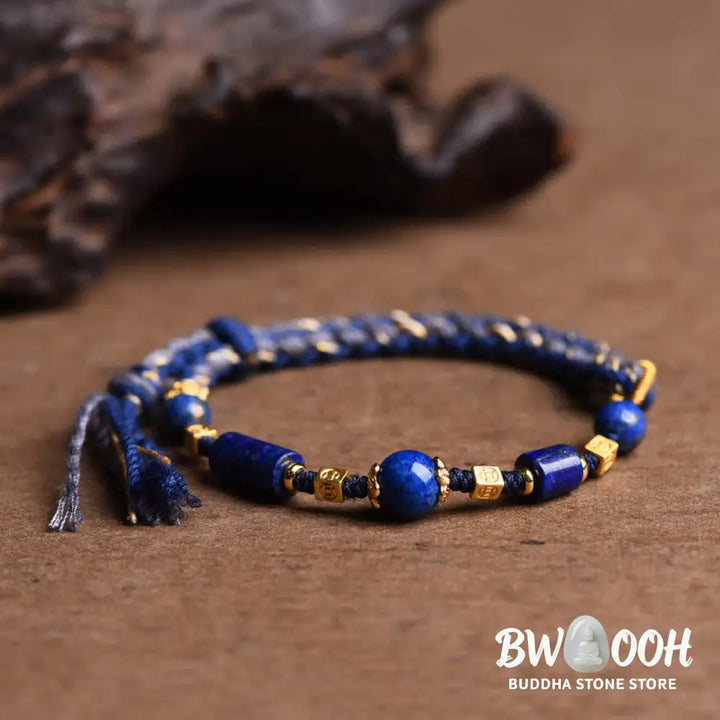 Buddha Stones Handmade Natural Lazurite Bead Positive Rope Bracelet - BWOOOH - Lazurite(Balance♥Serenity)(Wrist
