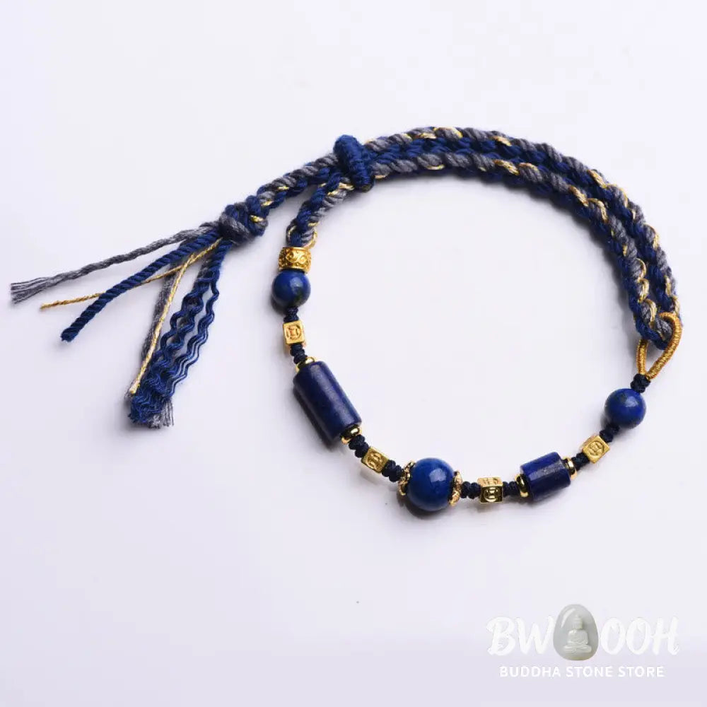 Buddha Stones Handmade Natural Lazurite Bead Positive Rope Bracelet - BWOOOH - Lazurite(Balance♥Serenity)(Wrist