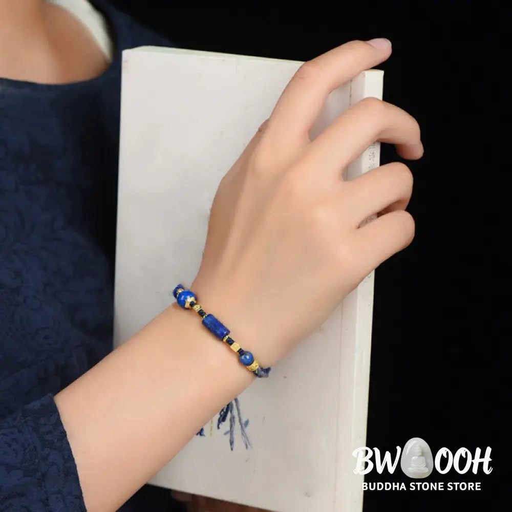 Buddha Stones Handmade Natural Lazurite Bead Positive Rope Bracelet - BWOOOH - Lazurite(Balance♥Serenity)(Wrist