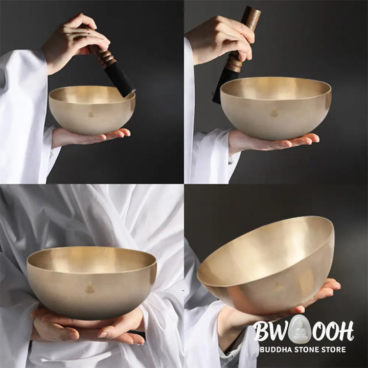 BWOOOH Tibetan singing bowl for meditation - Handmade Nepal Golden Singing 