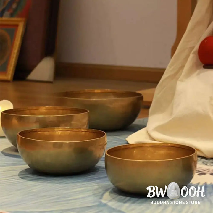 BWOOOH Tibetan singing bowl for meditation - Handmade Nepal Golden Singing 