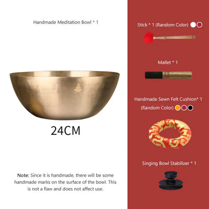 BWOOOH Tibetan singing bowl for meditation - Handmade Nepal Golden Singing 