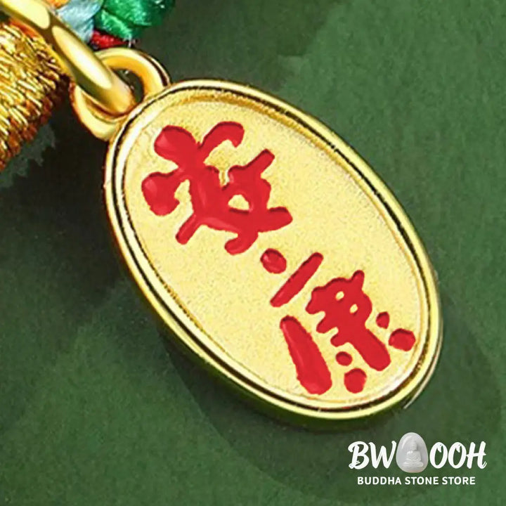 Buddha Stones Handmade Peace Buckle Jade Prosperity 925 Sterling Silver Colorful Rope Bracelet - Bracelet