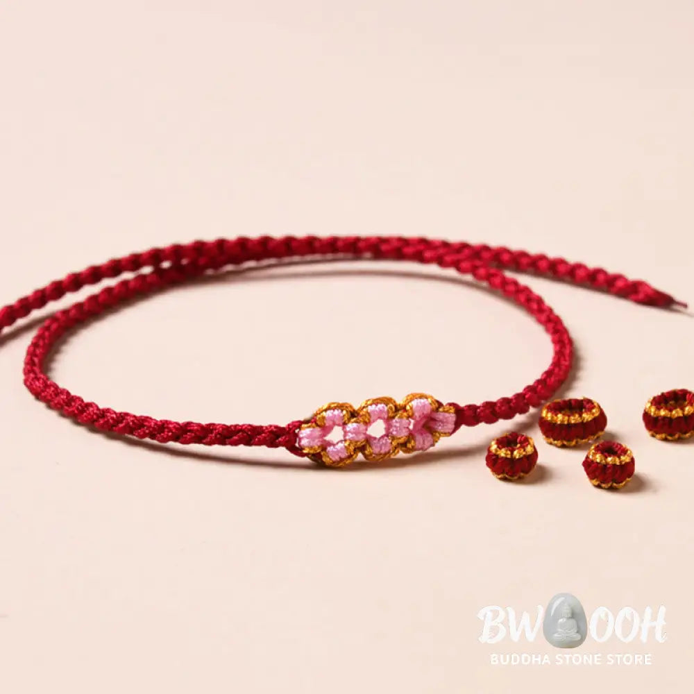 Buddha Stones Handmade Peach Blossom Protection Braided Rope Bracelet - BWOOOH - Bracelet