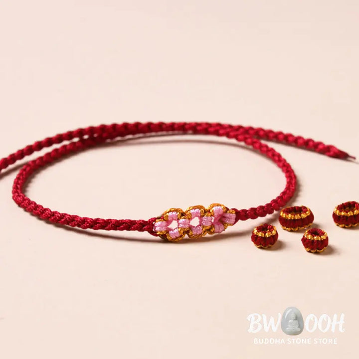 Buddha Stones Handmade Peach Blossom Protection Braided Rope Bracelet - BWOOOH - Bracelet