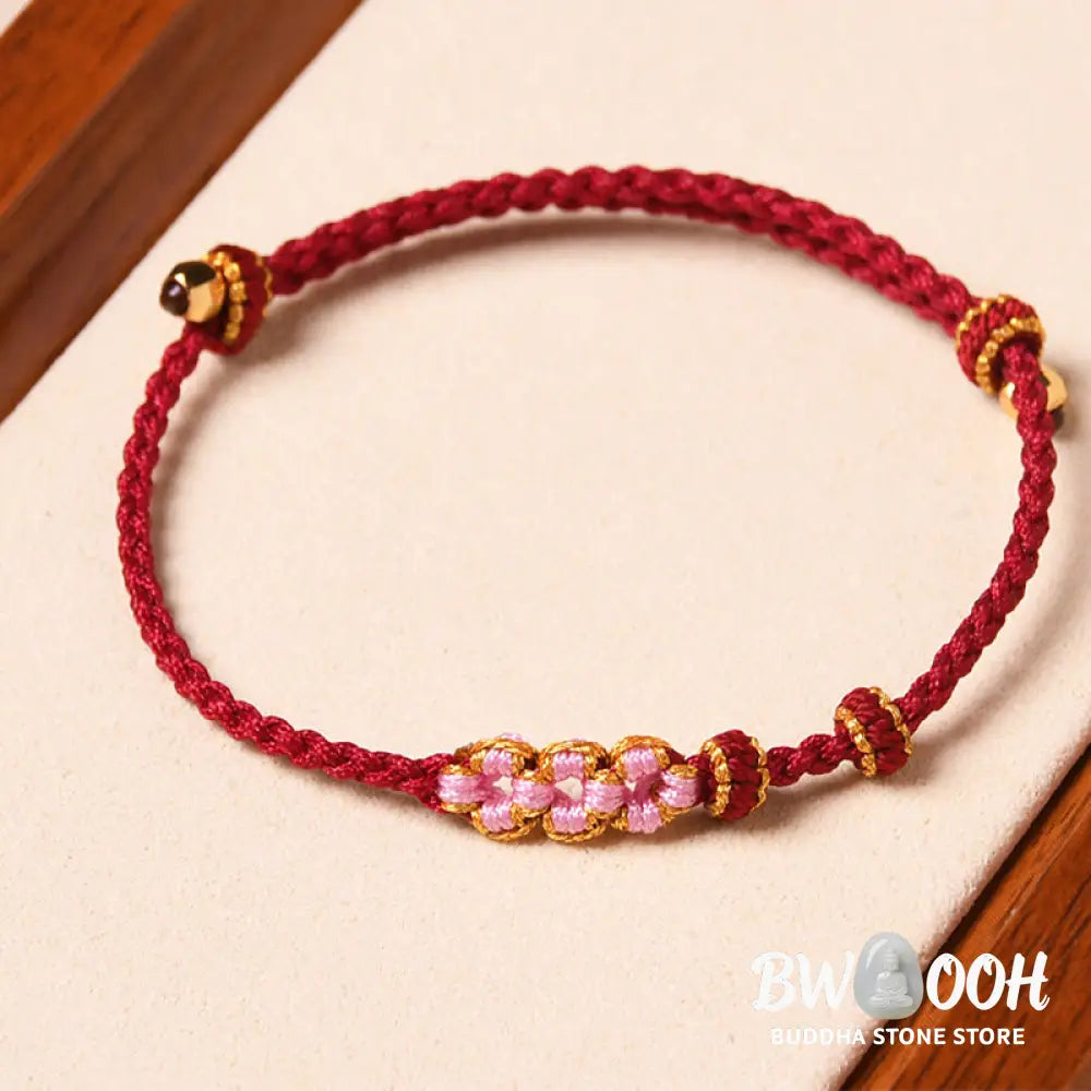 Buddha Stones Handmade Peach Blossom Protection Braided Rope Bracelet - BWOOOH - Bracelet