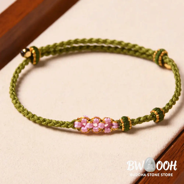 Buddha Stones Handmade Peach Blossom Protection Braided Rope Bracelet - BWOOOH - Bracelet