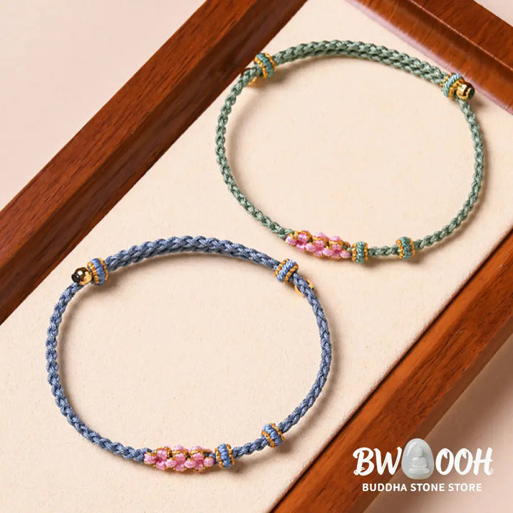 Buddha Stones Handmade Peach Blossom Protection Braided Rope Bracelet - BWOOOH - Bracelet