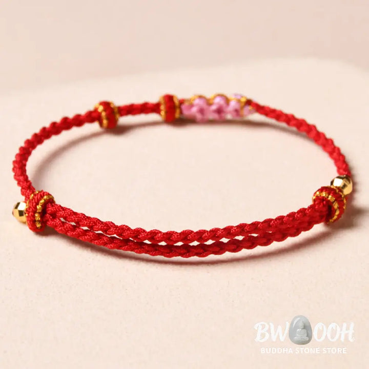 Buddha Stones Handmade Peach Blossom Protection Braided Rope Bracelet - BWOOOH - Bracelet