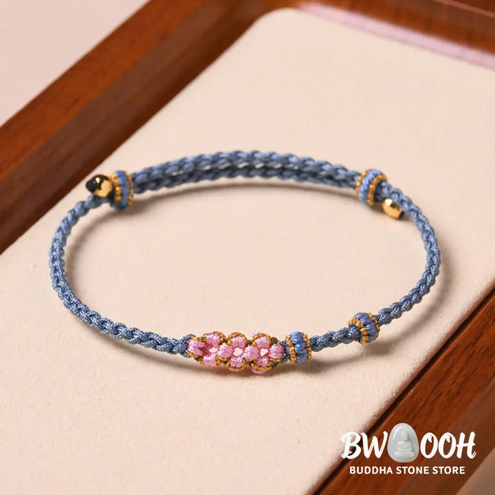 Buddha Stones Handmade Peach Blossom Protection Braided Rope Bracelet - BWOOOH - Bracelet