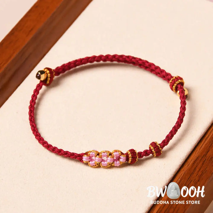 Buddha Stones Handmade Peach Blossom Protection Braided Rope Bracelet - BWOOOH - Bracelet