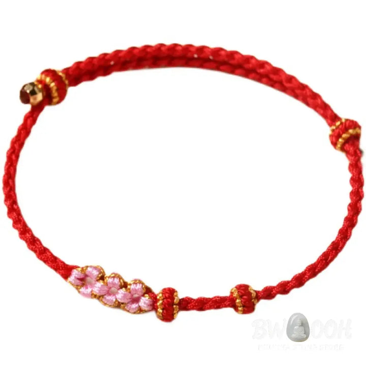 Buddha Stones Handmade Peach Blossom Protection Braided Rope Bracelet - BWOOOH - Bracelet