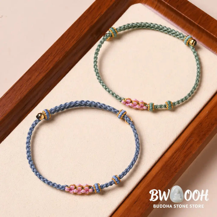 Buddha Stones Handmade Peach Blossom Protection Braided Rope Bracelet - BWOOOH - Bracelet
