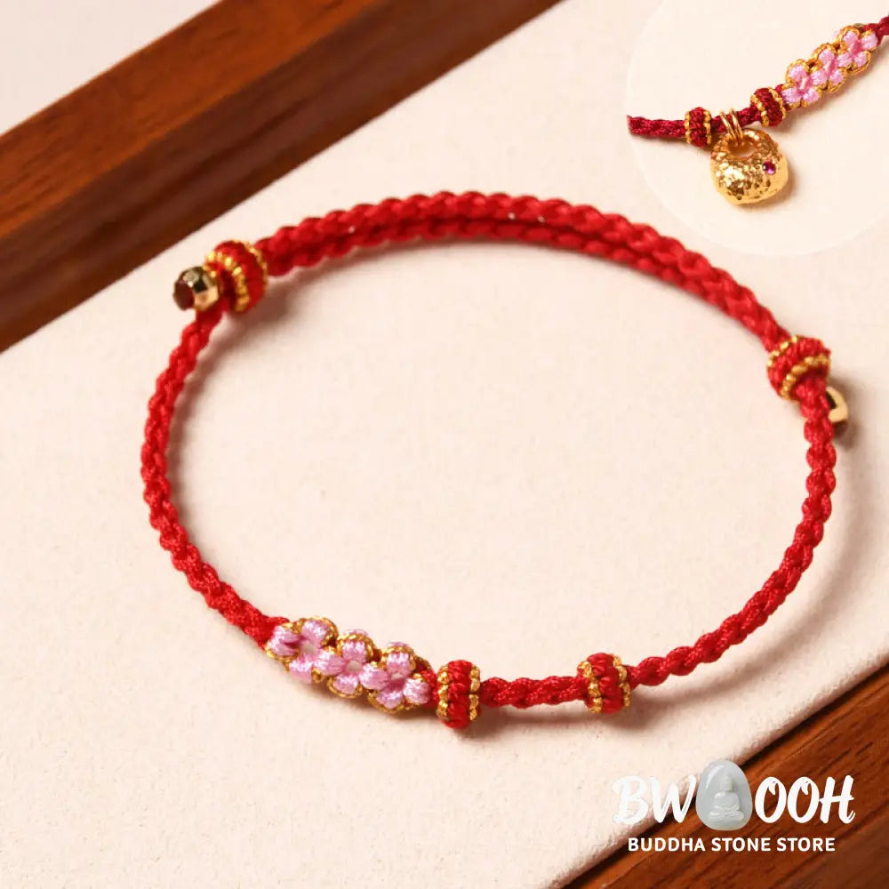 Buddha Stones Handmade Peach Blossom Protection Braided Rope Bracelet - BWOOOH - Bracelet
