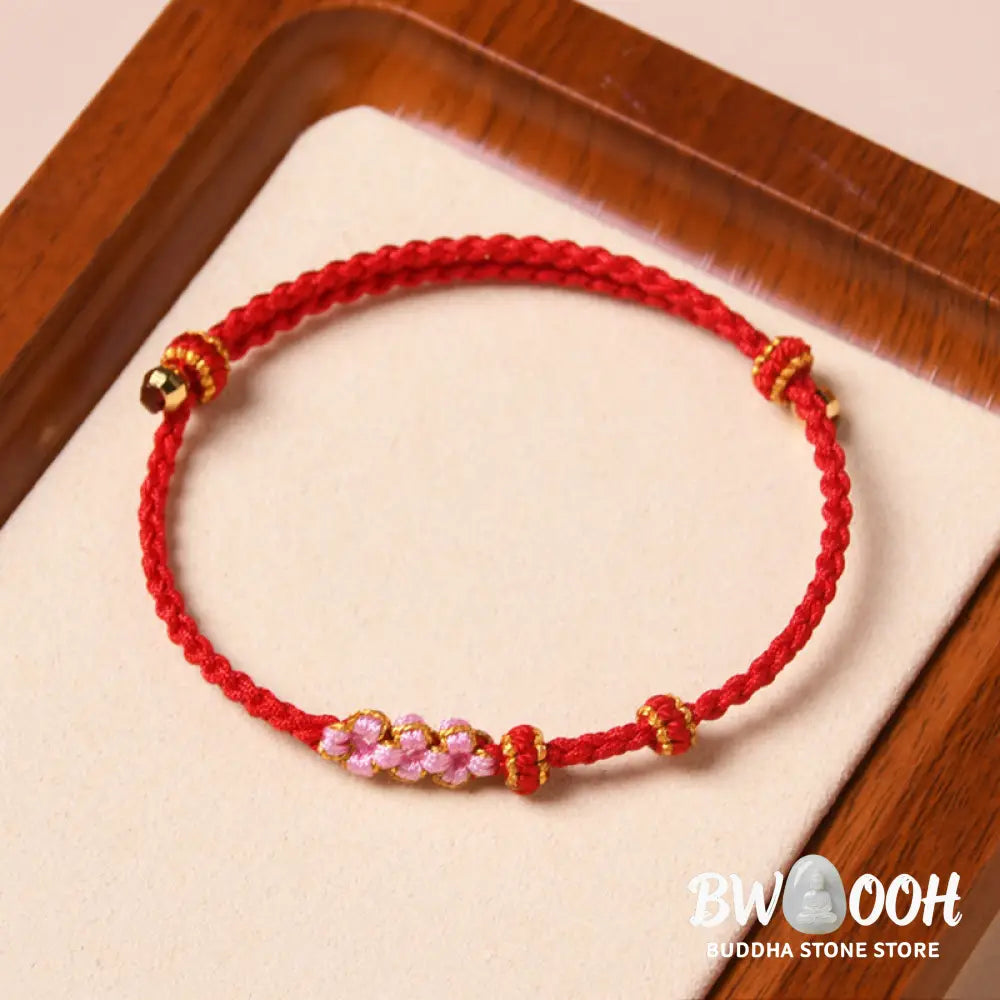 Buddha Stones Handmade Peach Blossom Protection Braided Rope Bracelet - BWOOOH - Bracelet