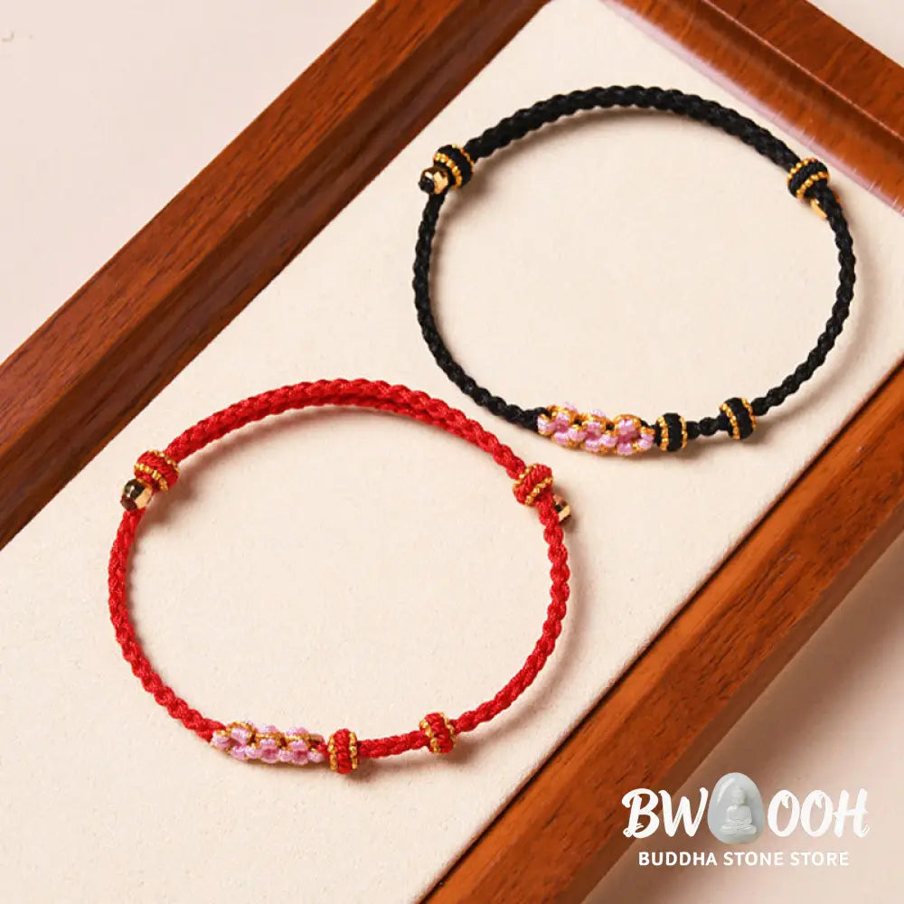 Buddha Stones Handmade Peach Blossom Protection Braided Rope Bracelet - BWOOOH - Bracelet