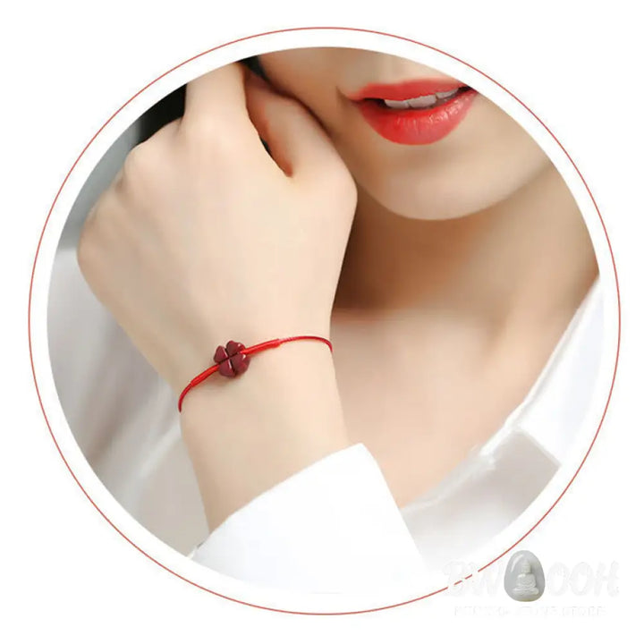 Buddha Stones Handmade Plum Blossom Four Leaf Clover PiXiu Lotus Koi Fish Cinnabar Blessing Braid Bracelet - BWOOOH