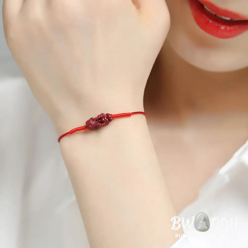 Buddha Stones Handmade Plum Blossom Four Leaf Clover PiXiu Lotus Koi Fish Cinnabar Blessing Braid Bracelet - BWOOOH