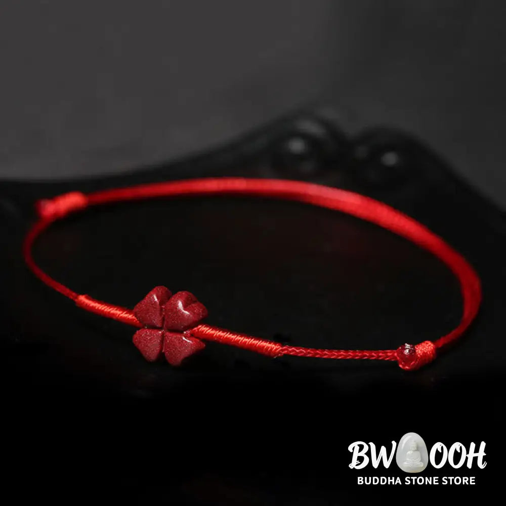 Buddha Stones Handmade Plum Blossom Four Leaf Clover PiXiu Lotus Koi Fish Cinnabar Blessing Braid Bracelet - BWOOOH
