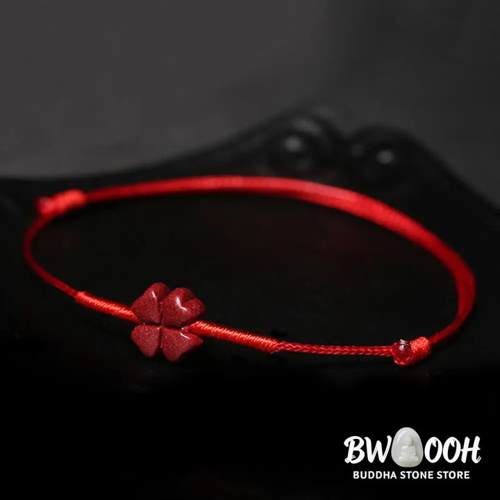 Buddha Stones Handmade Plum Blossom Four Leaf Clover PiXiu Lotus Koi Fish Cinnabar Blessing Braid Bracelet - BWOOOH