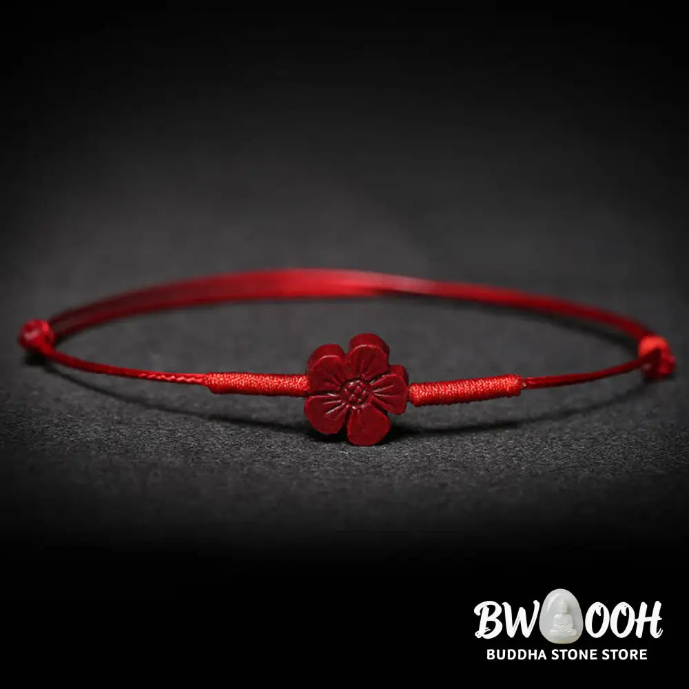 Buddha Stones Handmade Plum Blossom Four Leaf Clover PiXiu Lotus Koi Fish Cinnabar Blessing Braid Bracelet - BWOOOH