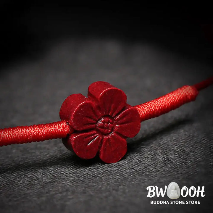 Buddha Stones Handmade Plum Blossom Four Leaf Clover PiXiu Lotus Koi Fish Cinnabar Blessing Braid Bracelet - BWOOOH