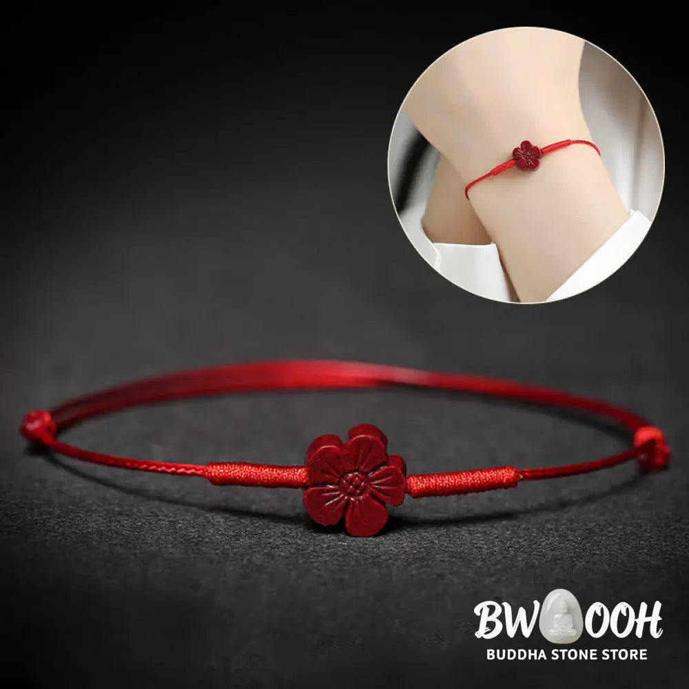 Buddha Stones Handmade Plum Blossom Four Leaf Clover PiXiu Lotus Koi Fish Cinnabar Blessing Braid Bracelet - BWOOOH