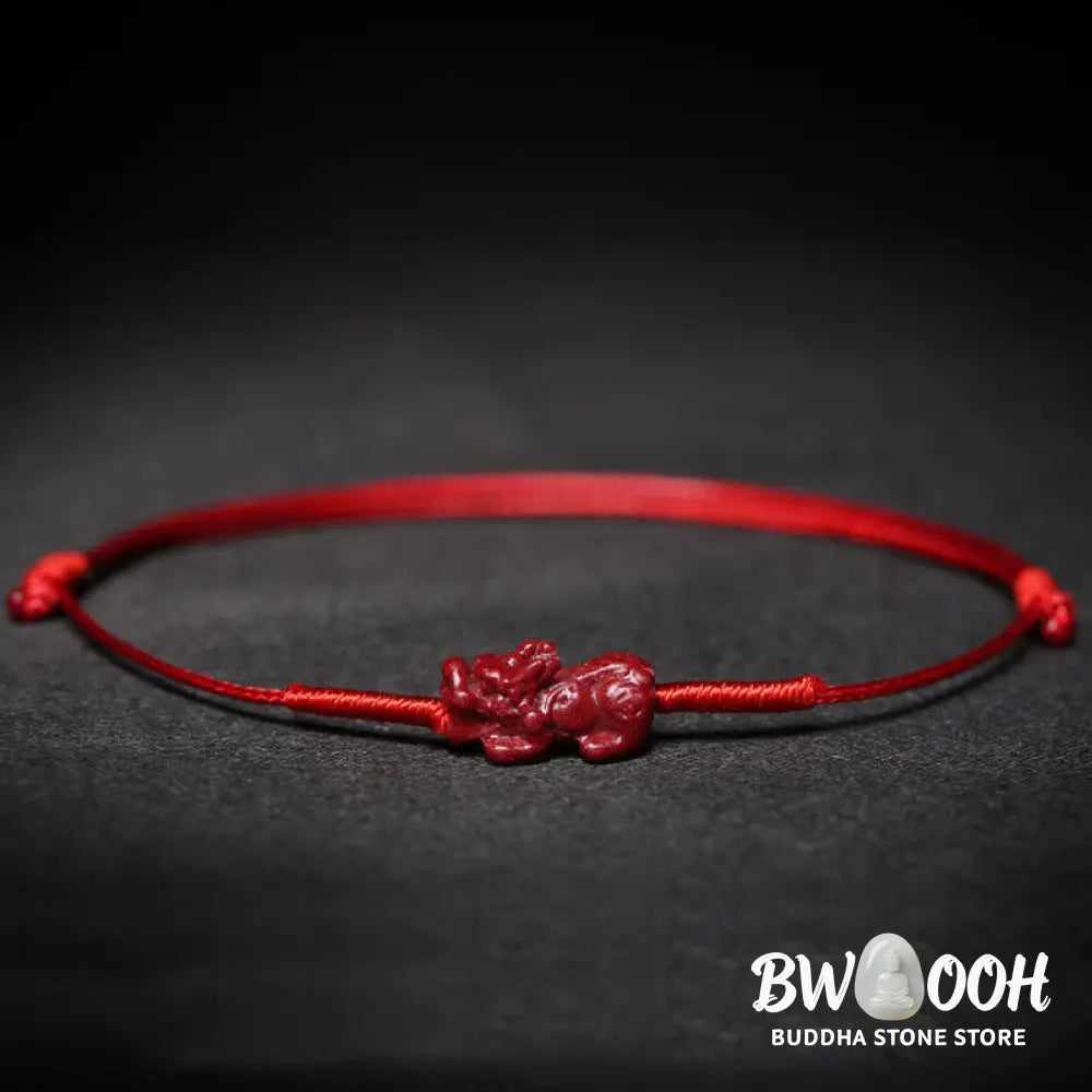 Buddha Stones Handmade Plum Blossom Four Leaf Clover PiXiu Lotus Koi Fish Cinnabar Blessing Braid Bracelet - BWOOOH