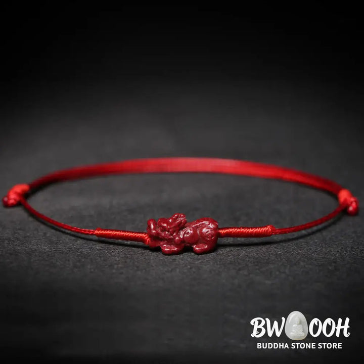 Buddha Stones Handmade Plum Blossom Four Leaf Clover PiXiu Lotus Koi Fish Cinnabar Blessing Braid Bracelet - BWOOOH