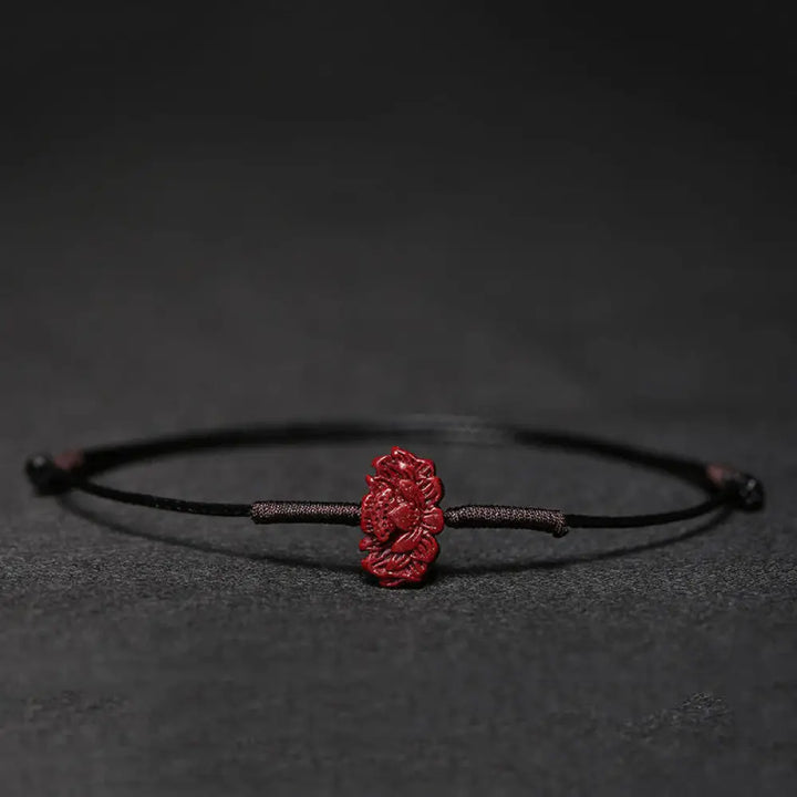 Buddha Stones Handmade Plum Blossom Four Leaf Clover PiXiu Lotus Koi Fish Cinnabar Blessing Braid Bracelet - BWOOOH