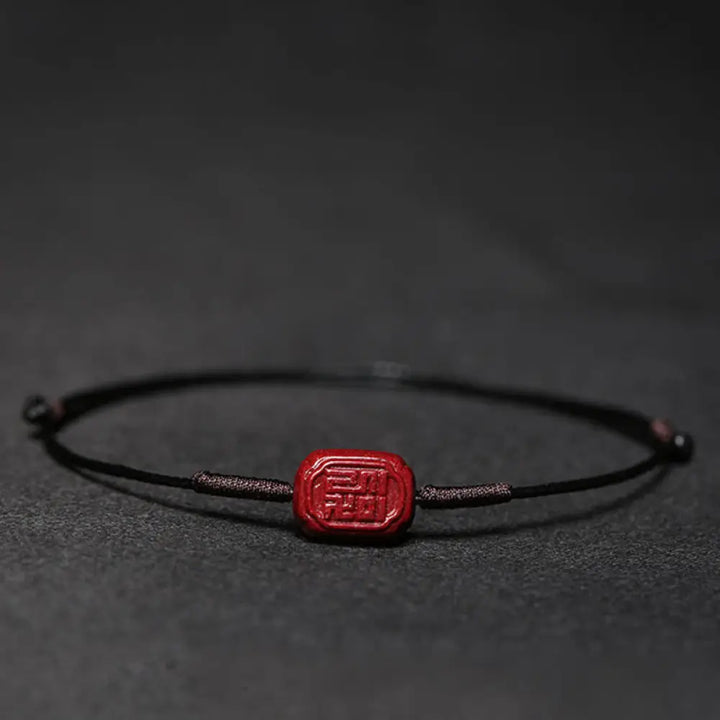 Buddha Stones Handmade Plum Blossom Four Leaf Clover PiXiu Lotus Koi Fish Cinnabar Blessing Braid Bracelet - BWOOOH