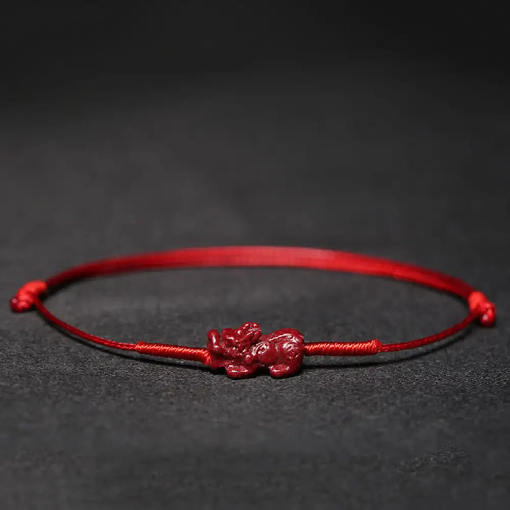 Buddha Stones Handmade Plum Blossom Four Leaf Clover PiXiu Lotus Koi Fish Cinnabar Blessing Braid Bracelet - BWOOOH