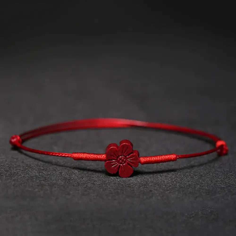 BWOOOH Handmade Plum Blossom Pixiu Lotus Koi Fish Cinnabar Blessing Braid Bracelet feng shui bracelet protection bracelet