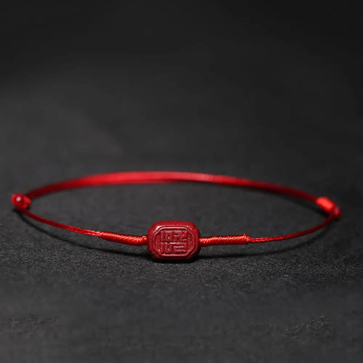 Buddha Stones Handmade Plum Blossom Four Leaf Clover PiXiu Lotus Koi Fish Cinnabar Blessing Braid Bracelet - BWOOOH