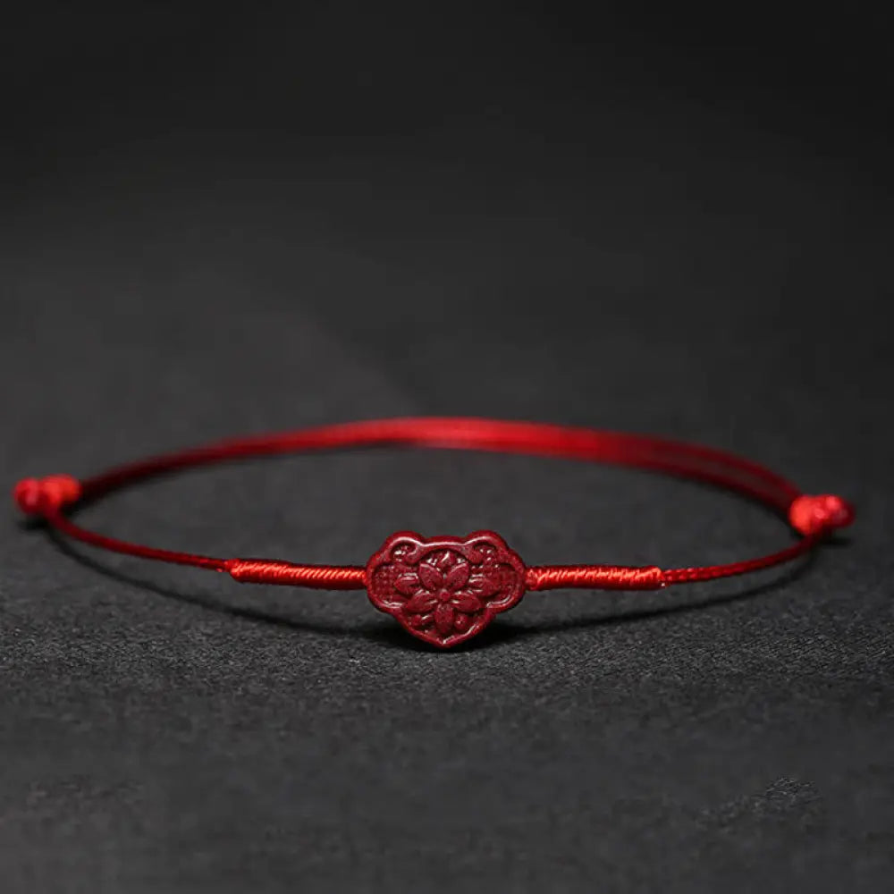 Buddha Stones Handmade Plum Blossom Four Leaf Clover PiXiu Lotus Koi Fish Cinnabar Blessing Braid Bracelet - BWOOOH
