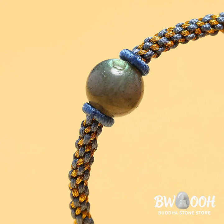 Buddha Stones Handmade Red Agate Amethyst Golden Rutilated Quartz Pink Crystal Bead Calm Braided Bracelet - BWOOOH