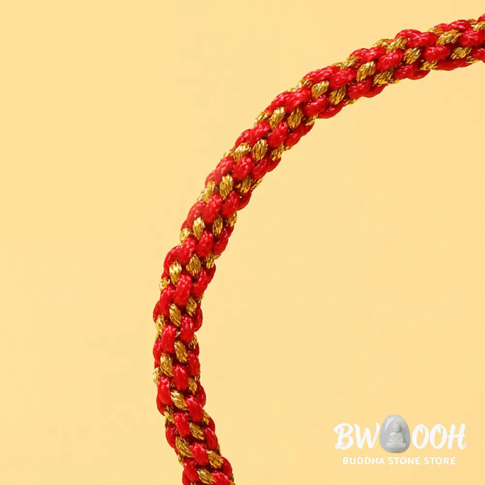 Buddha Stones Handmade Red Agate Amethyst Golden Rutilated Quartz Pink Crystal Bead Calm Braided Bracelet - BWOOOH