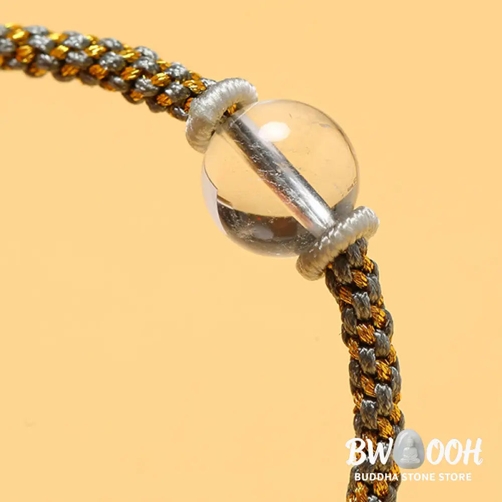 Buddha Stones Handmade Red Agate Amethyst Golden Rutilated Quartz Pink Crystal Bead Calm Braided Bracelet - BWOOOH