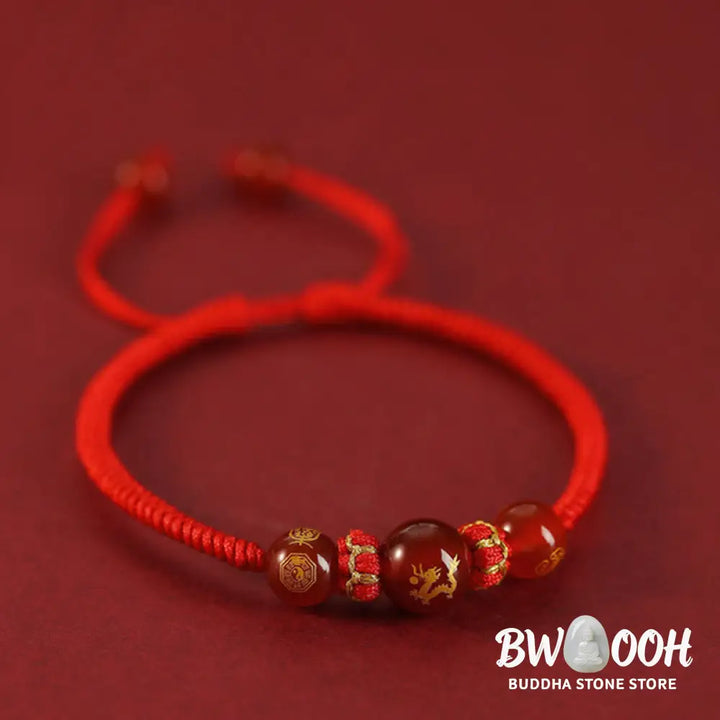 Buddha Stones Handmade Red Agate Chinese Zodiac Red String Braided Protection Bracelet - BWOOOH - Bracelet
