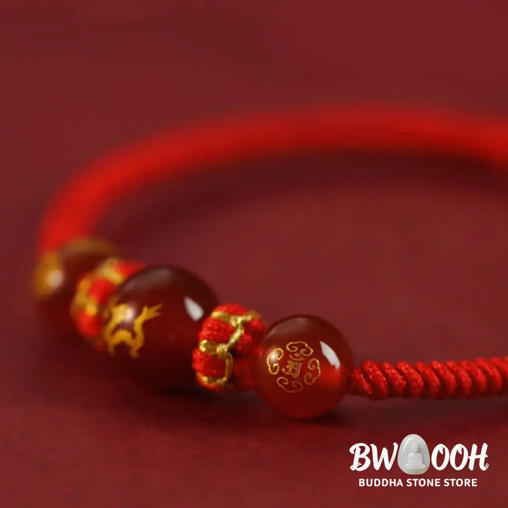 Buddha Stones Handmade Red Agate Chinese Zodiac Red String Braided Protection Bracelet - BWOOOH - Bracelet