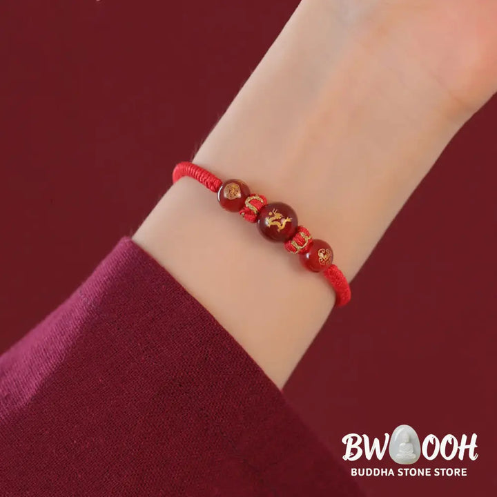 Buddha Stones Handmade Red Agate Chinese Zodiac Red String Braided Protection Bracelet - BWOOOH - Bracelet