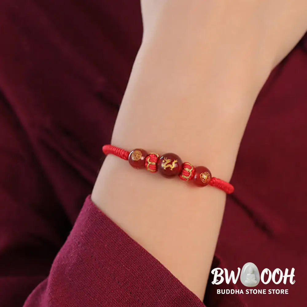 Buddha Stones Handmade Red Agate Chinese Zodiac Red String Braided Protection Bracelet - BWOOOH - Bracelet