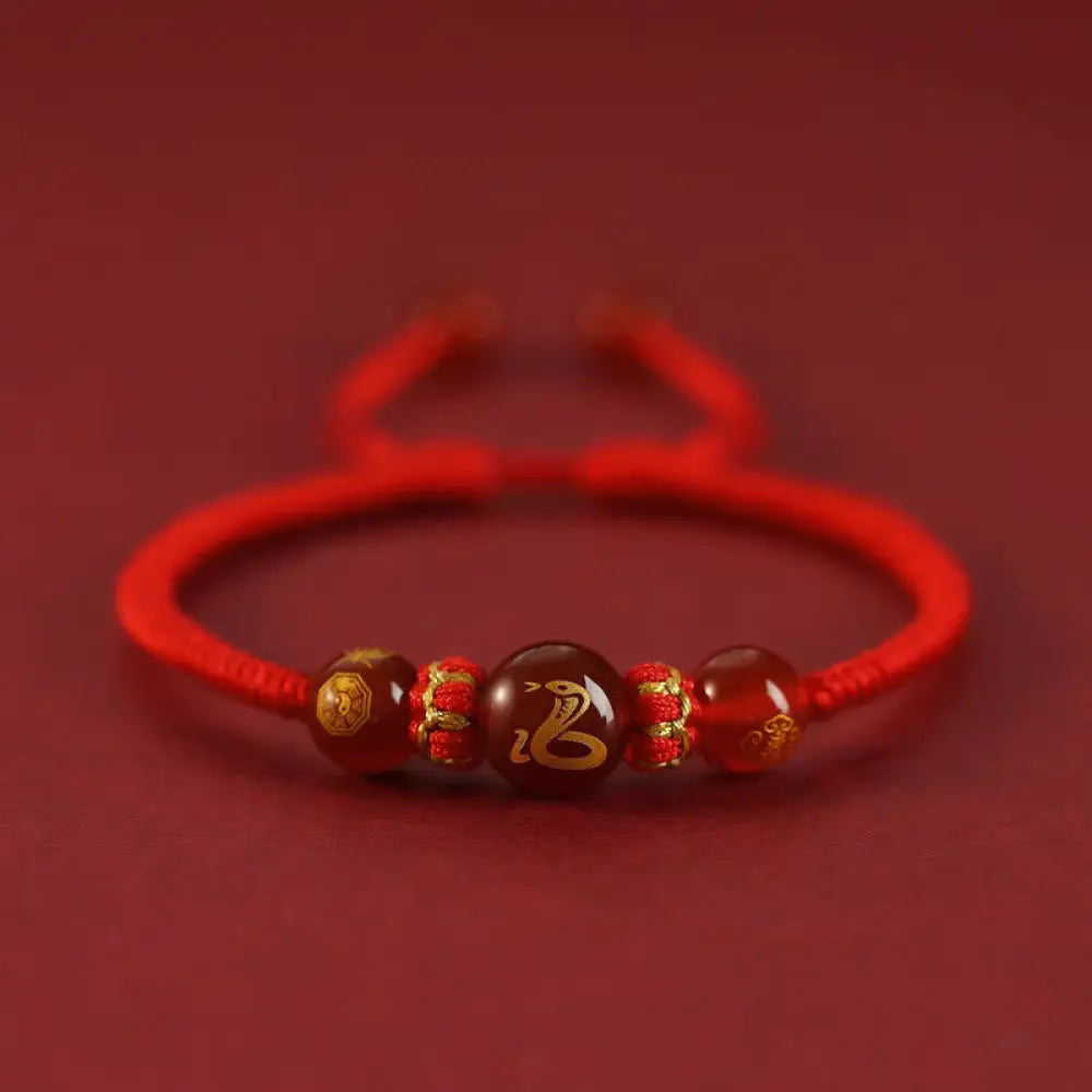 BWOOOH Handmade Red Agate Chinese Zodiac Red String Braided Protection Bracelet - BWOOOH - Red Agate Chinese