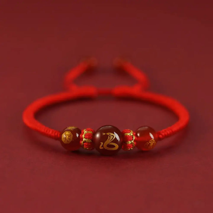BWOOOH Handmade Red Agate Chinese Zodiac Red String Braided Protection Bracelet - BWOOOH - Red Agate Chinese