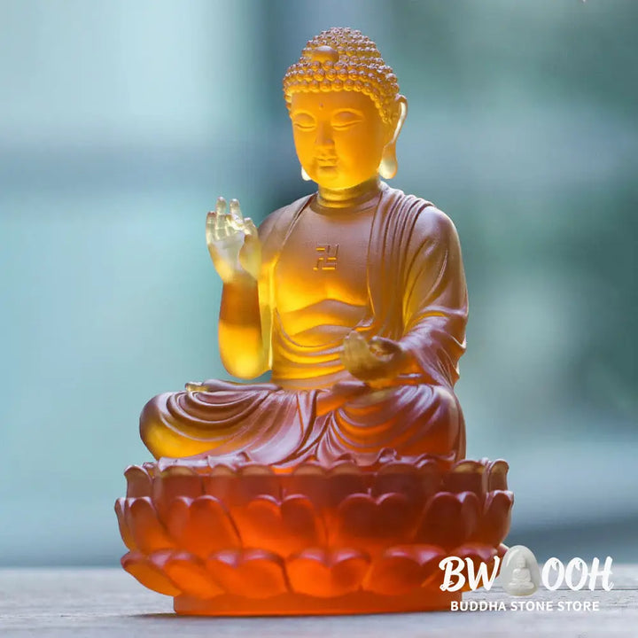 BWOOOH handcrafted Buddha statue - Handmade Sakyamuni Buddha Liuli Cry