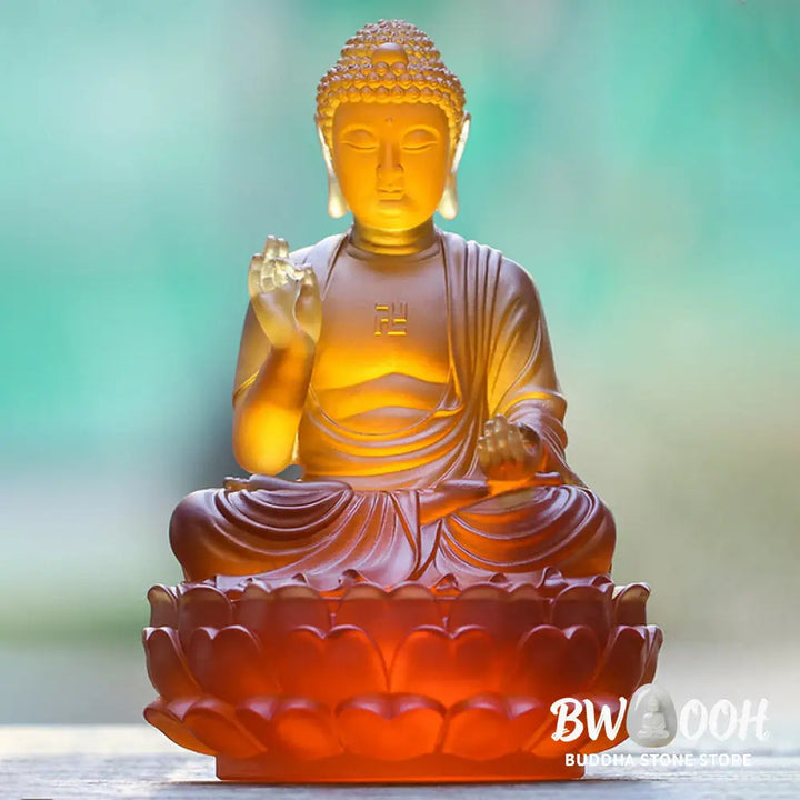 BWOOOH handcrafted Buddha statue - Handmade Sakyamuni Buddha Liuli Cry