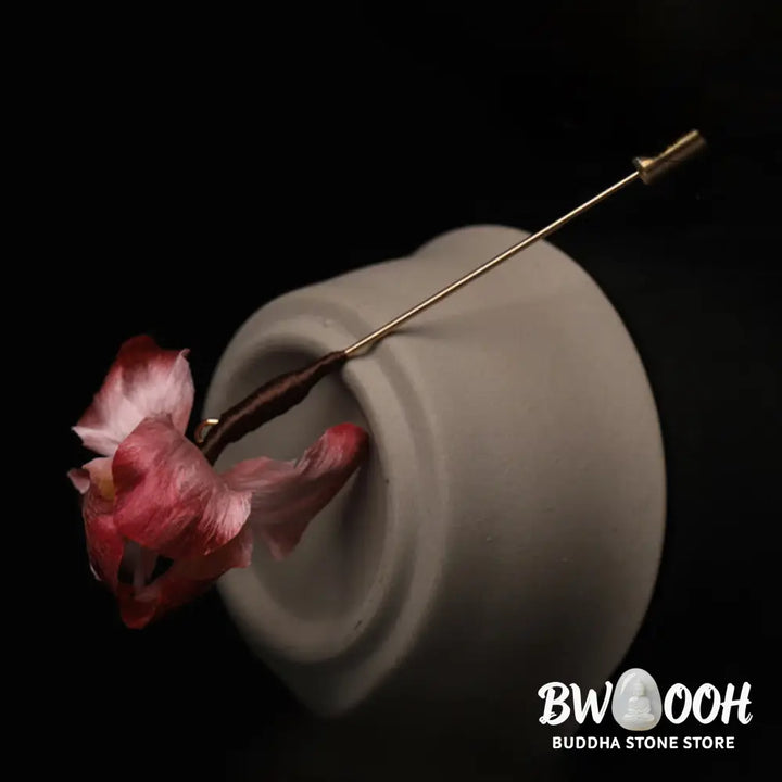 Buddha Stones Handmade Silk Art Dark Red Velvet Iris Blessing Good Fortune Brooch - Red Iris(Length: About 7-8cm)